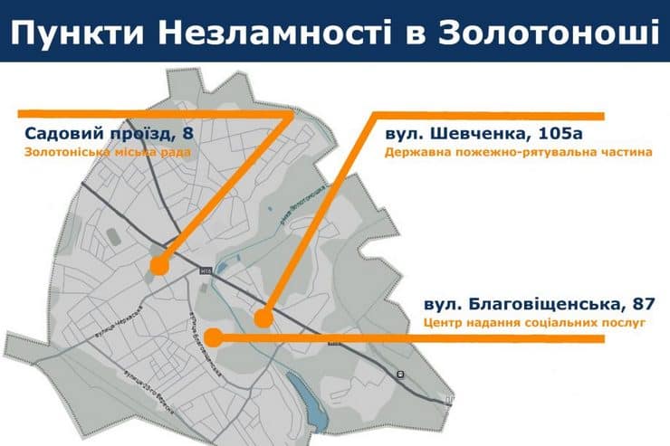 Пункти незламності в Золотоноші